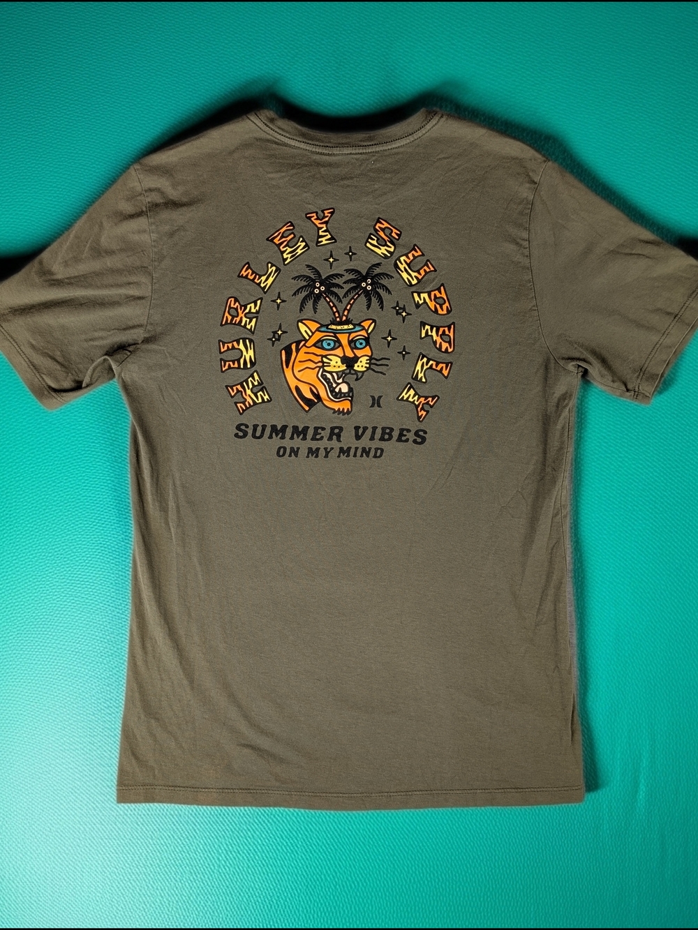 Hurley Every day Short Sleave T Shirt Men's M Olive Summer Vibes On My Mind